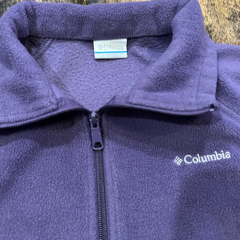 Columbia size XL purple fleece zip jacket with zip pockets - Picture 6 of 9